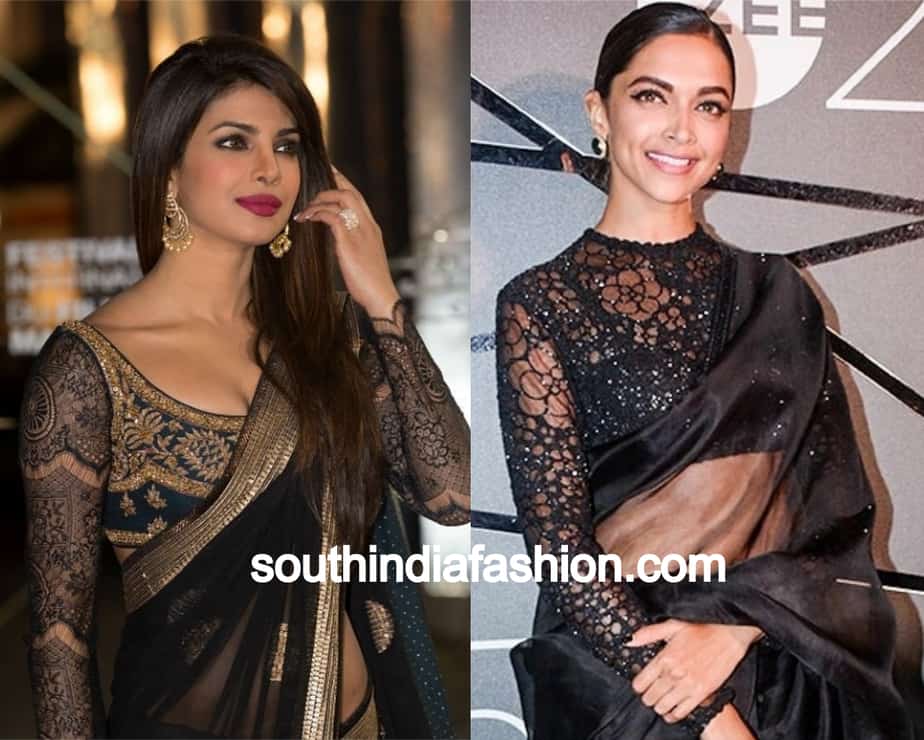 Black lace saree blouse top