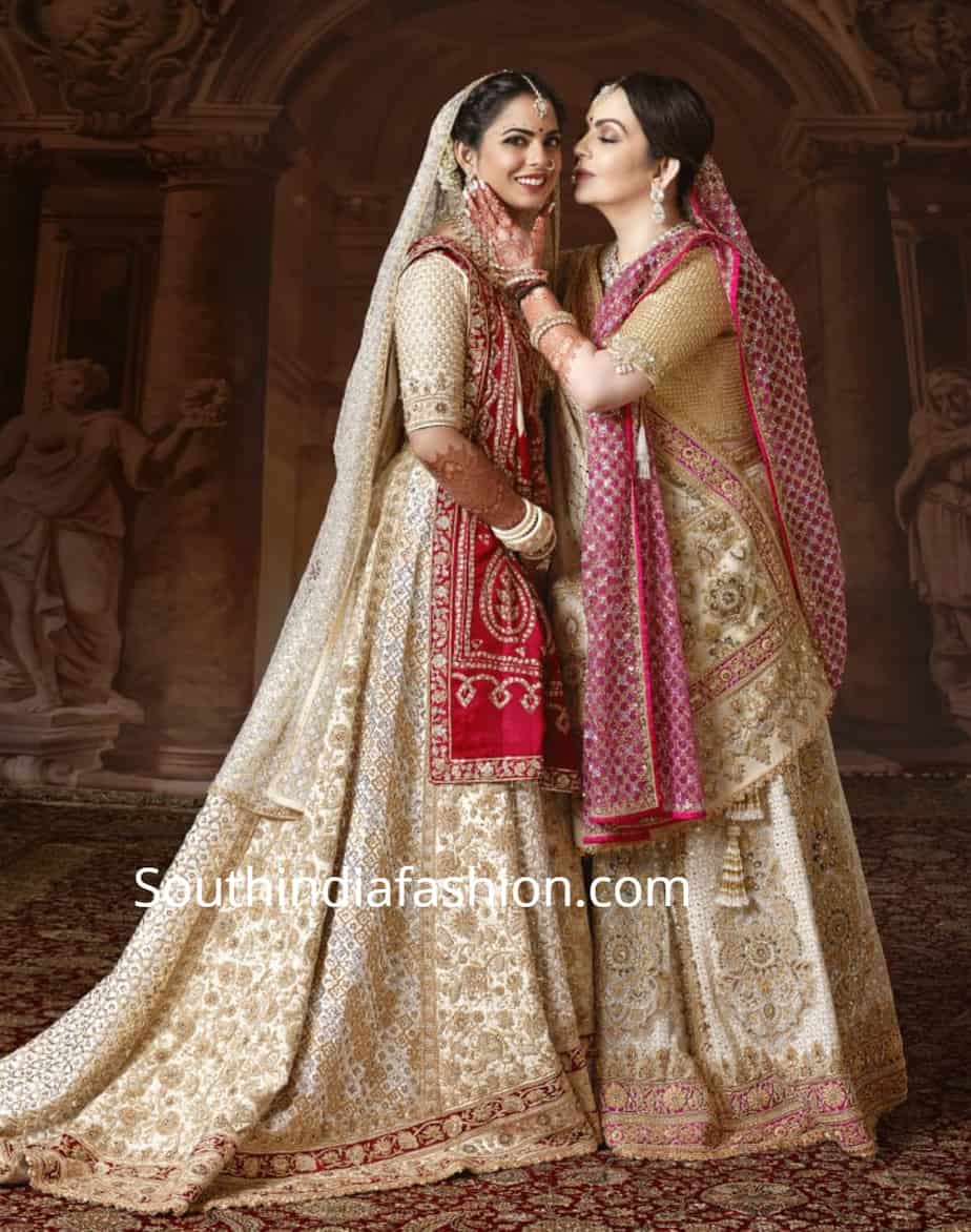 isha ambani wedding lehenga and jewellery