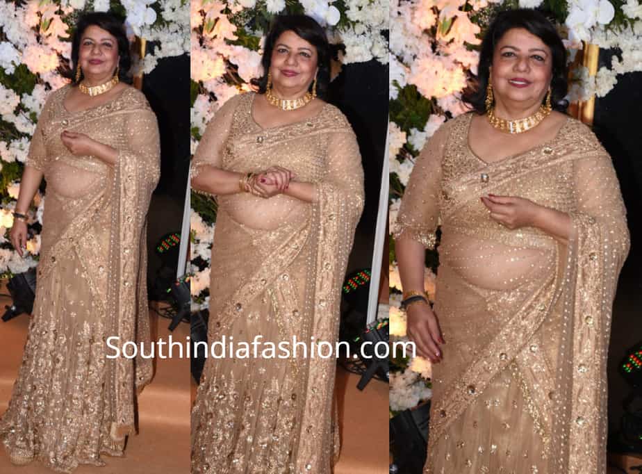 priyanka chopra madhu chopra in gold lehenga at priyanka nick wedding reception