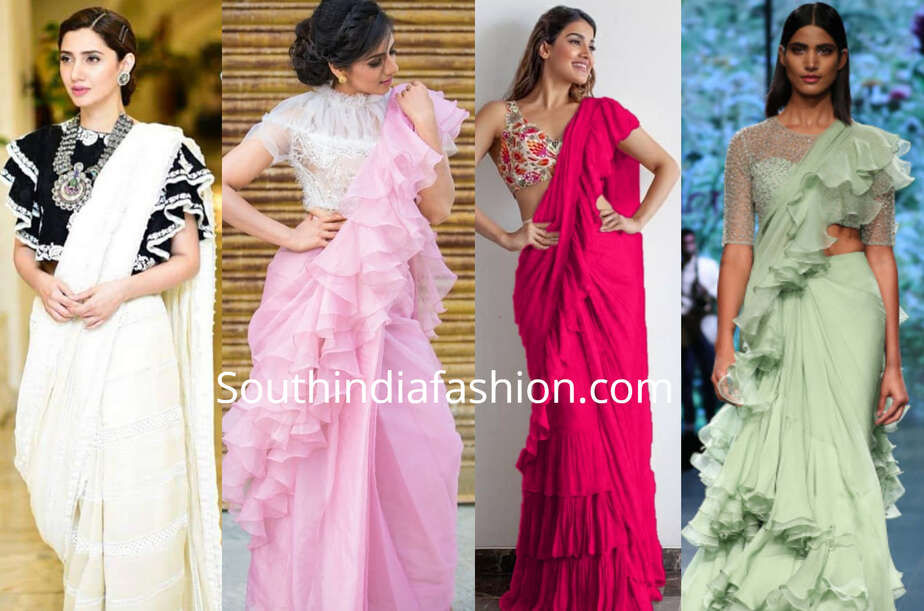 Flamingo Pink Ruffle Saree - Ashwini Reddy