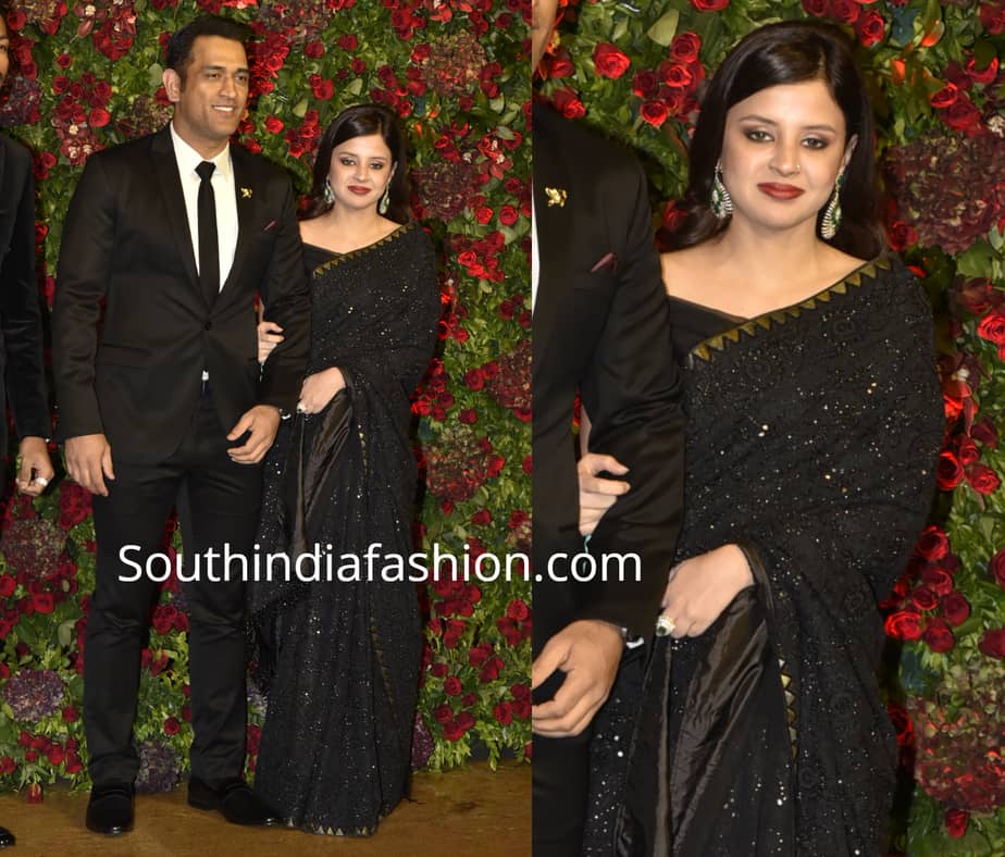 dhoni and his wife sakshi dhoni at deepika ranveer wedding reception