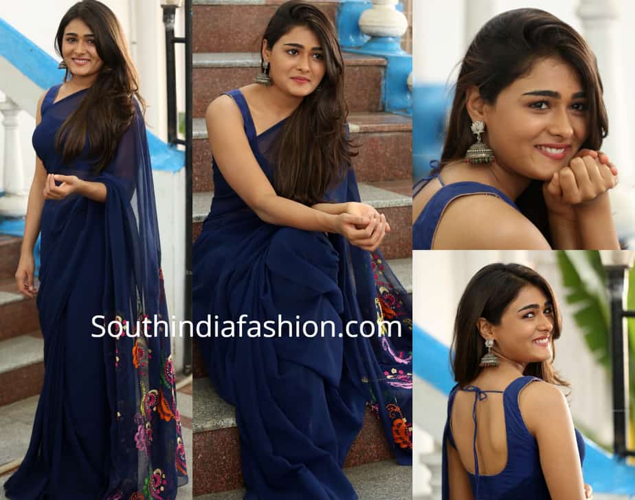 shalini pandey in navy blue saree