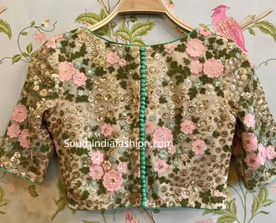 floral embroidered blouse designs 