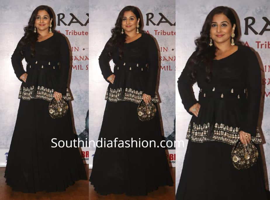 vidya balan in black skirt and peplum top at raag shayari event