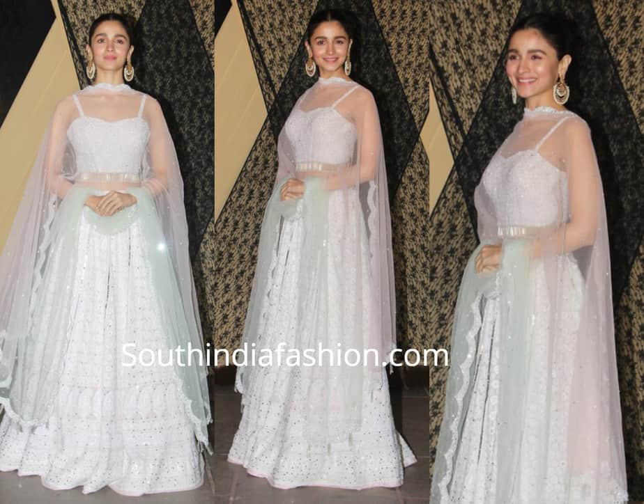 alia bhatt in a white lehenga at her cousin's wedding reception