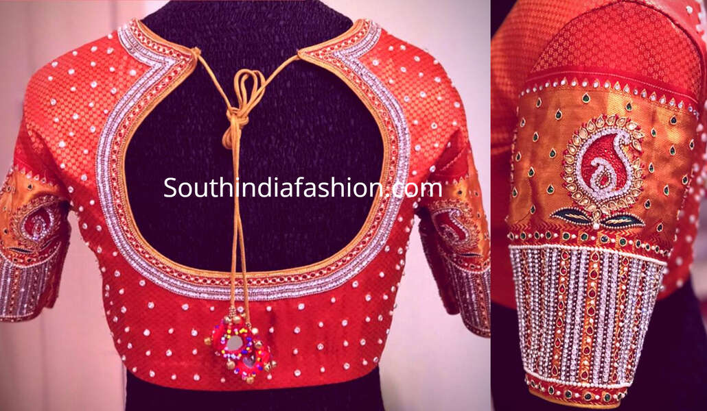 thread work blouse for pattu sarees