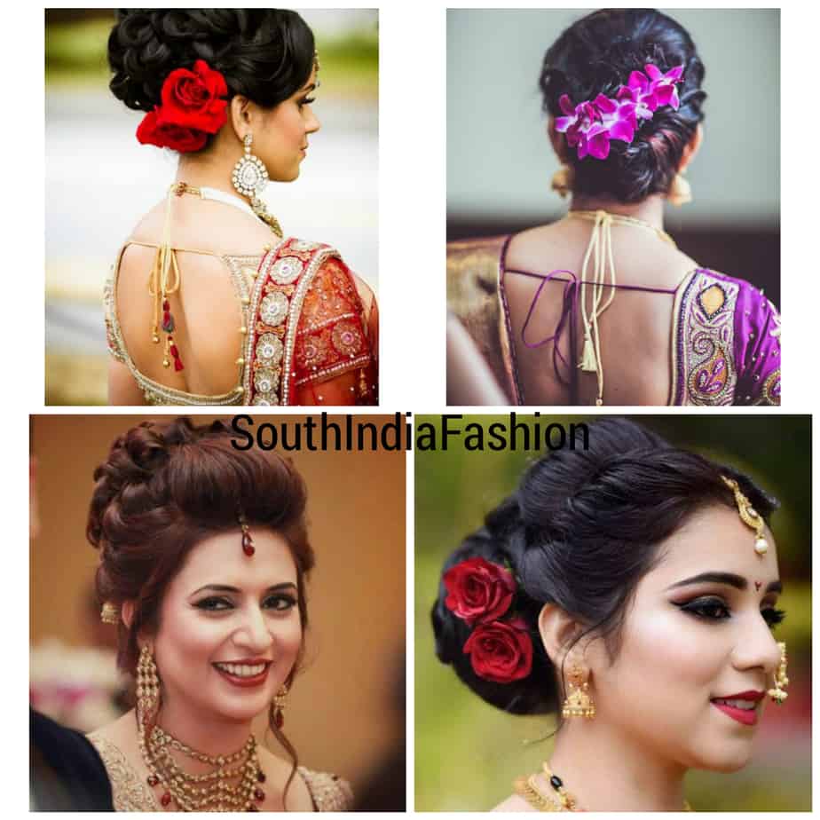 Pin by Renuka Santosh on sarees | Indian bride makeup, Engagement hairstyles,  Indian bridal hairstyles