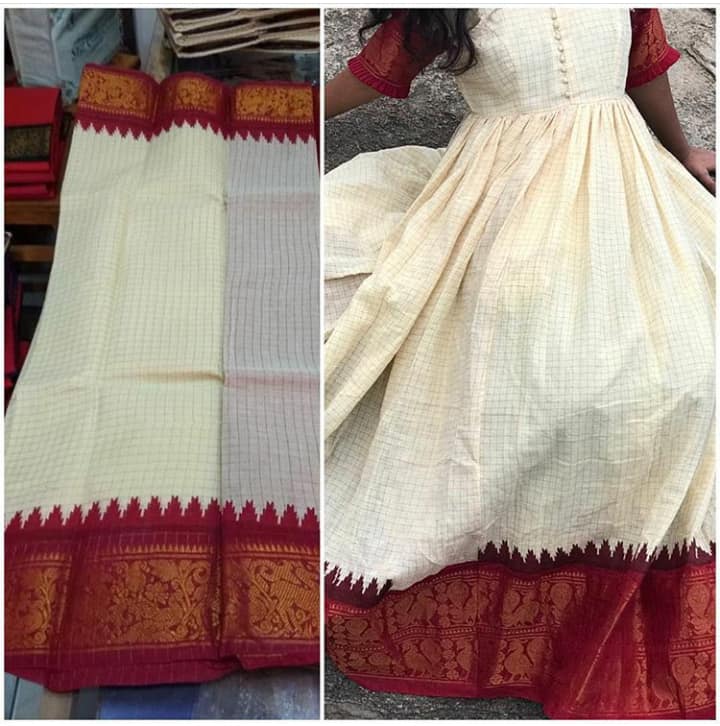 gown in old saree