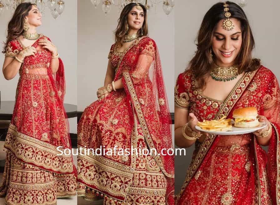 upasana kaminnei in red bridal lehenga