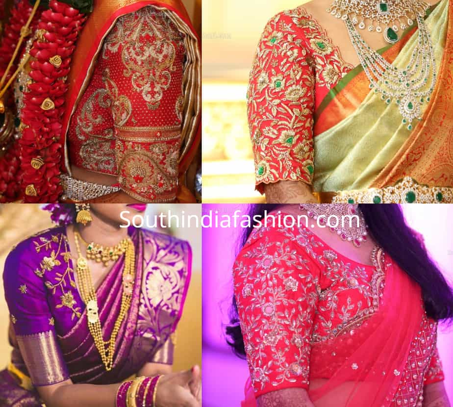 Zardozi work blouse designs for pattu sarees – South India Fashion