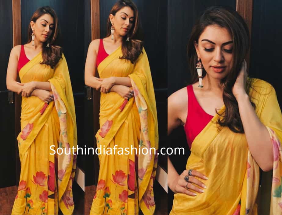 hansika yellow saree