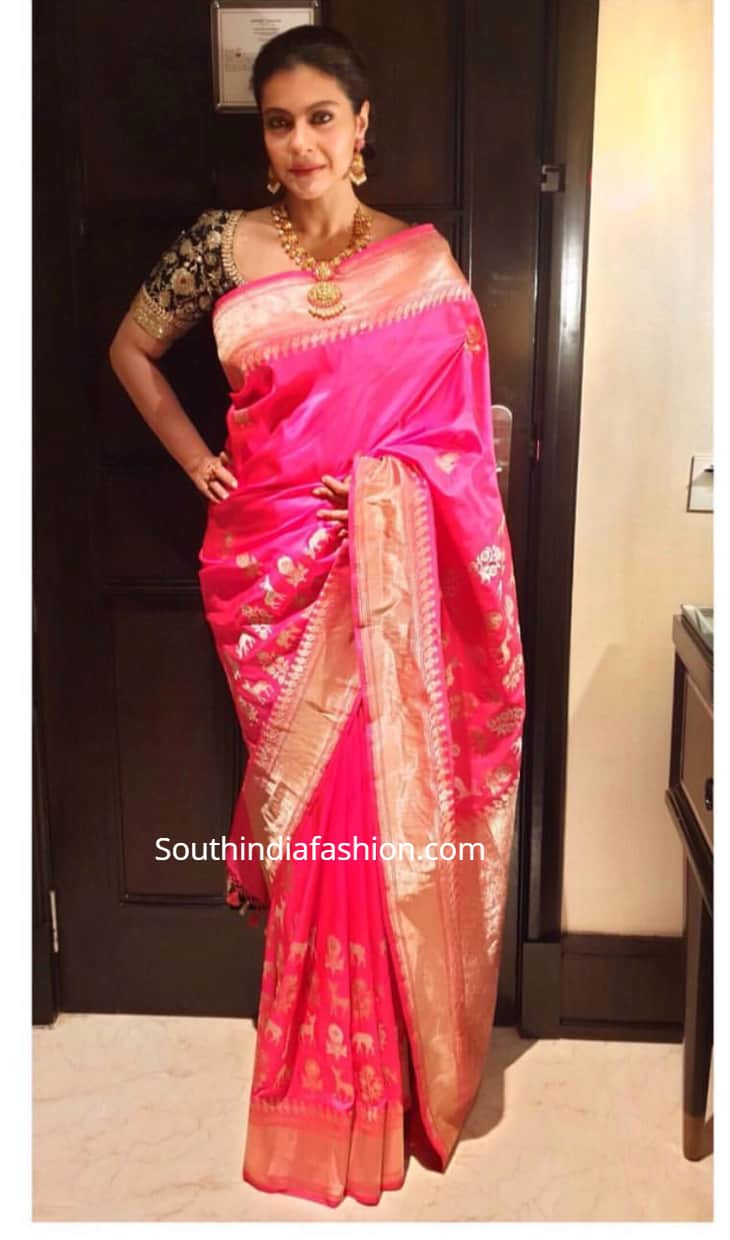 Kajol In A Banarasi Silk Saree At Soundarya Rajinikanth S Wedding