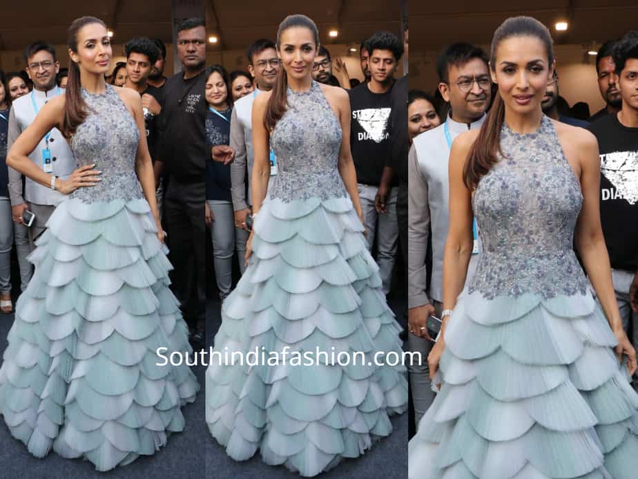 malaika arora blue gown lakme fashion week