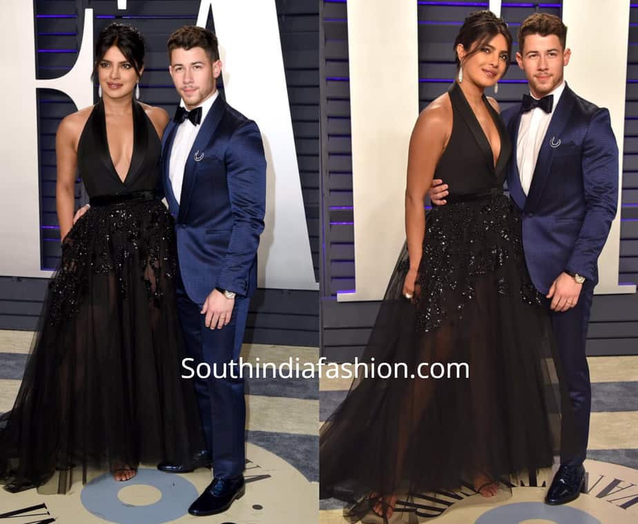 Nick Jonas and Priyanka Chopra attend the Vanity Fair Oscar Party