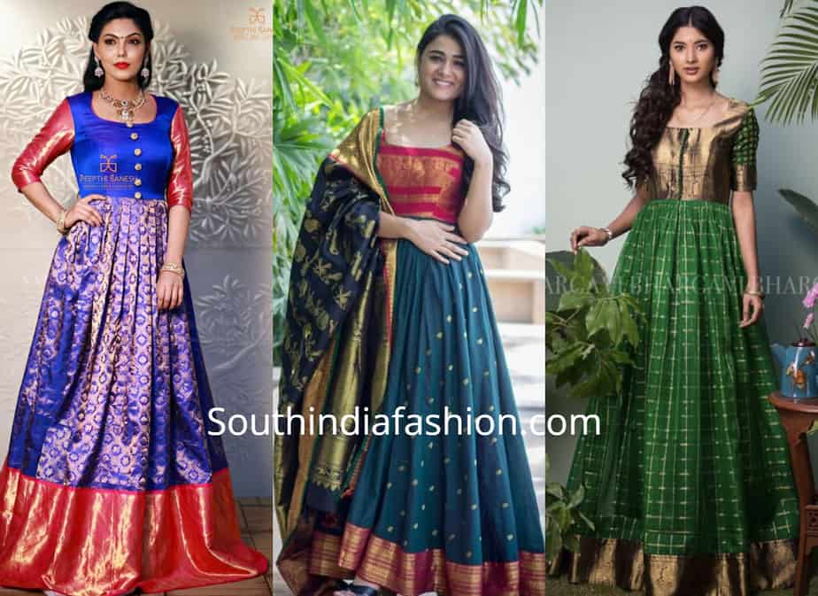 long frocks with silk sarees