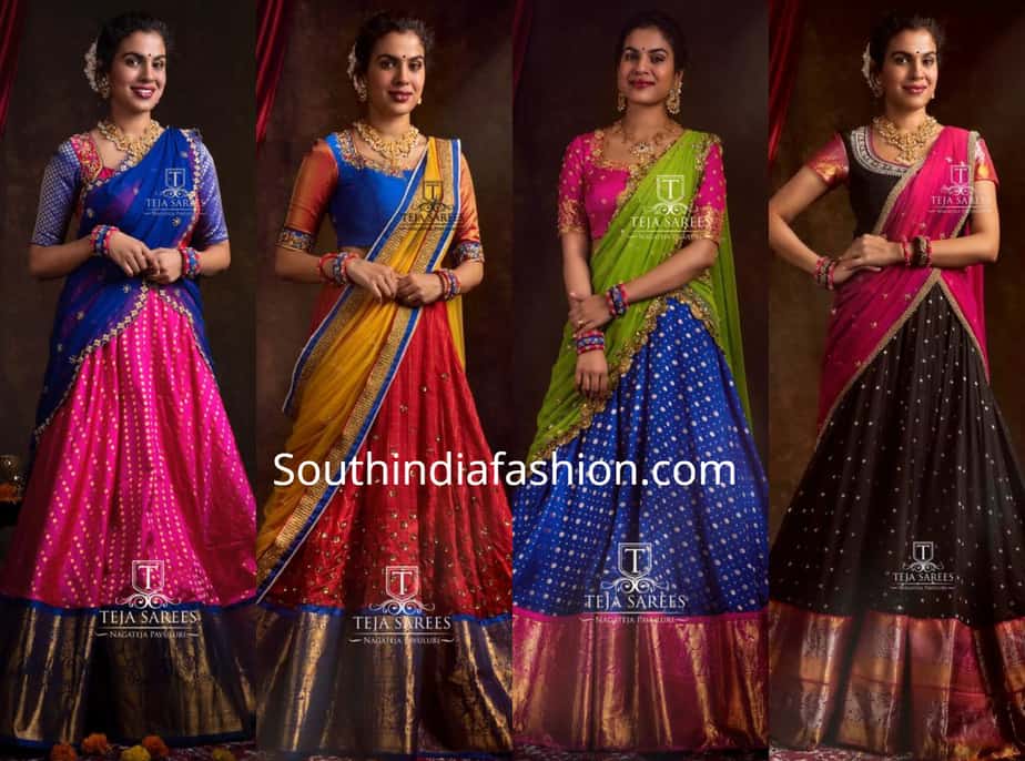 sravana bhargavi in pattu half sarees