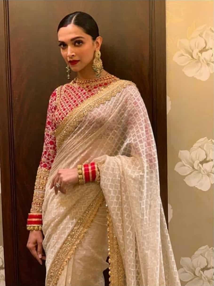 Deepika padukone golden saree online sales