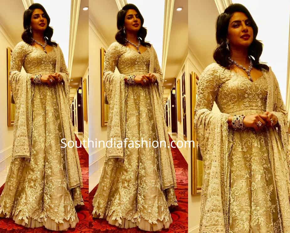 PRIYANKA CHOPRA IN ANARKALI AT HER BROTHER ROKA CEREMONY