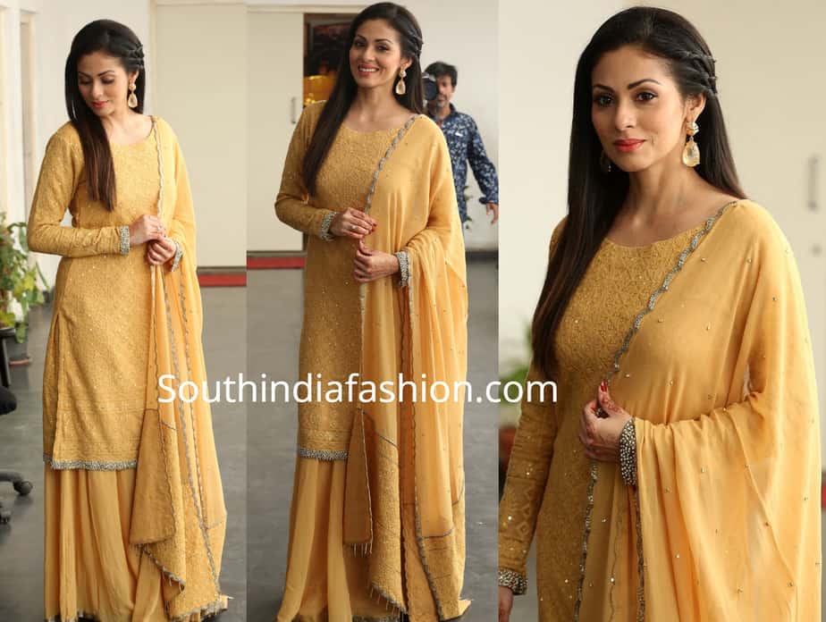 sada in yellow palazzo suit at kitty party first look launch event