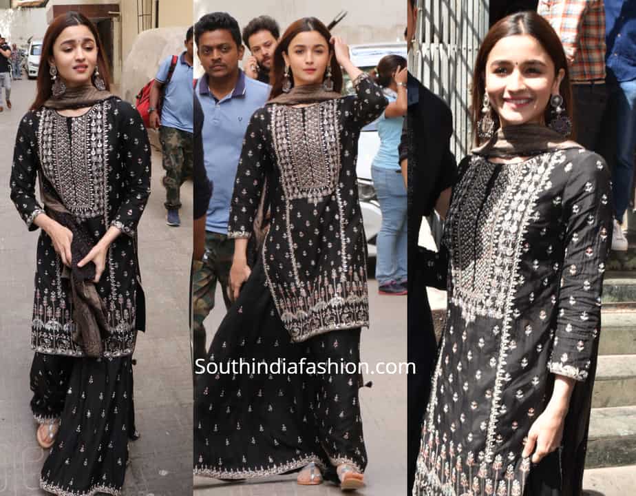 alia bhatt black sharara suit at kalank song launch