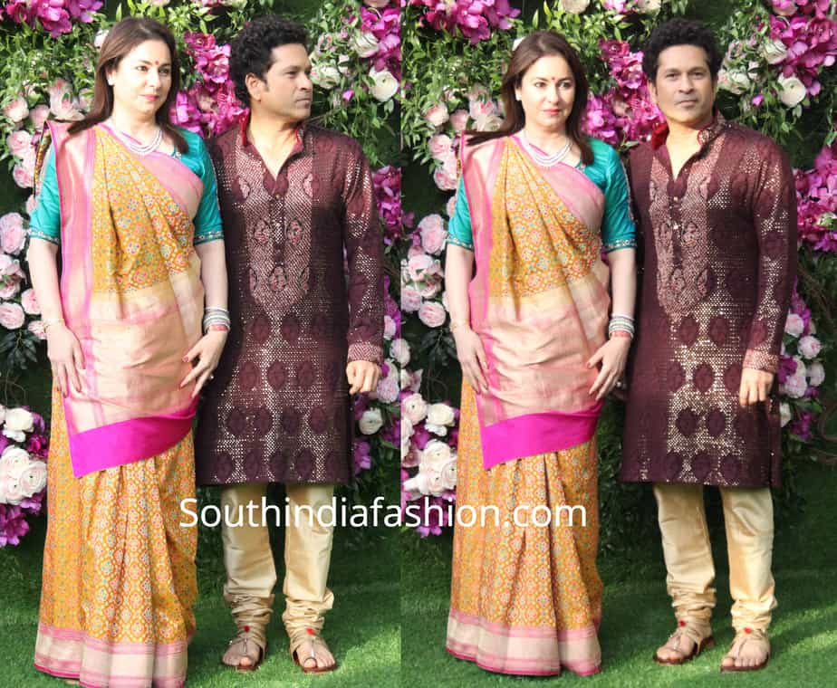 sachin tendulkar and anjali at akash ambani wedding