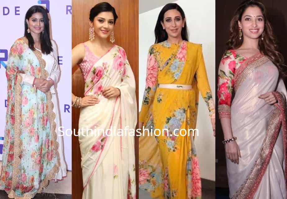 indian actresses in floral print outfits