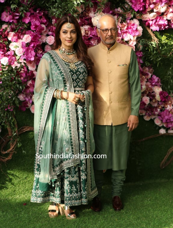 juhi chawla green anarkali at akash amabni wedding