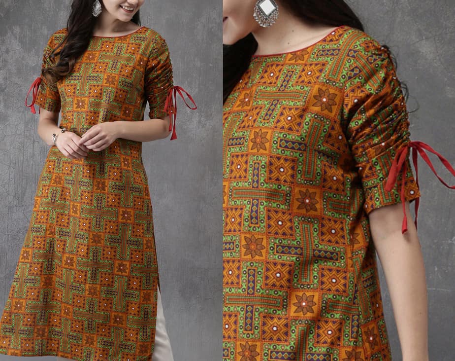 Rayon Embroidered Kurti in Green | Embroidered kurti, Kurti designs, Kurti