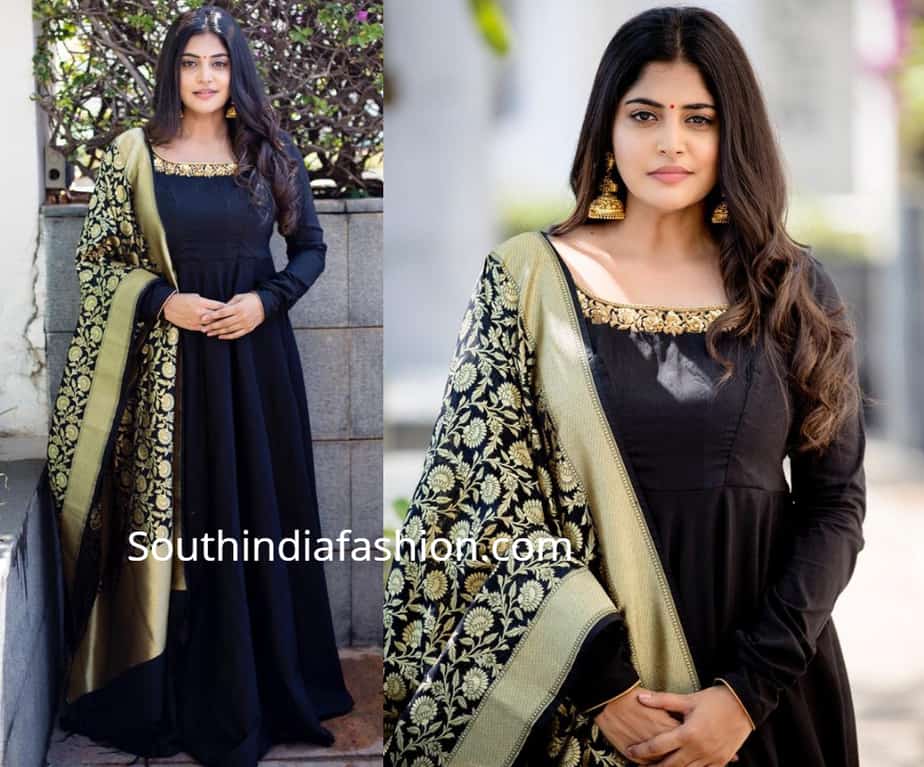 black dress with banarasi dupatta