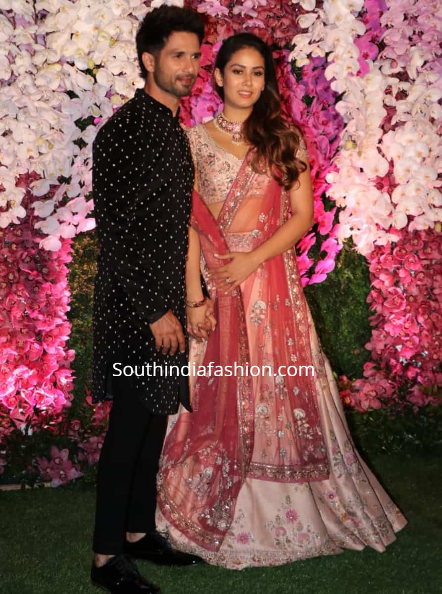 Shahid And Mira At Akash Amabni S Wedding Reception South India Fashion