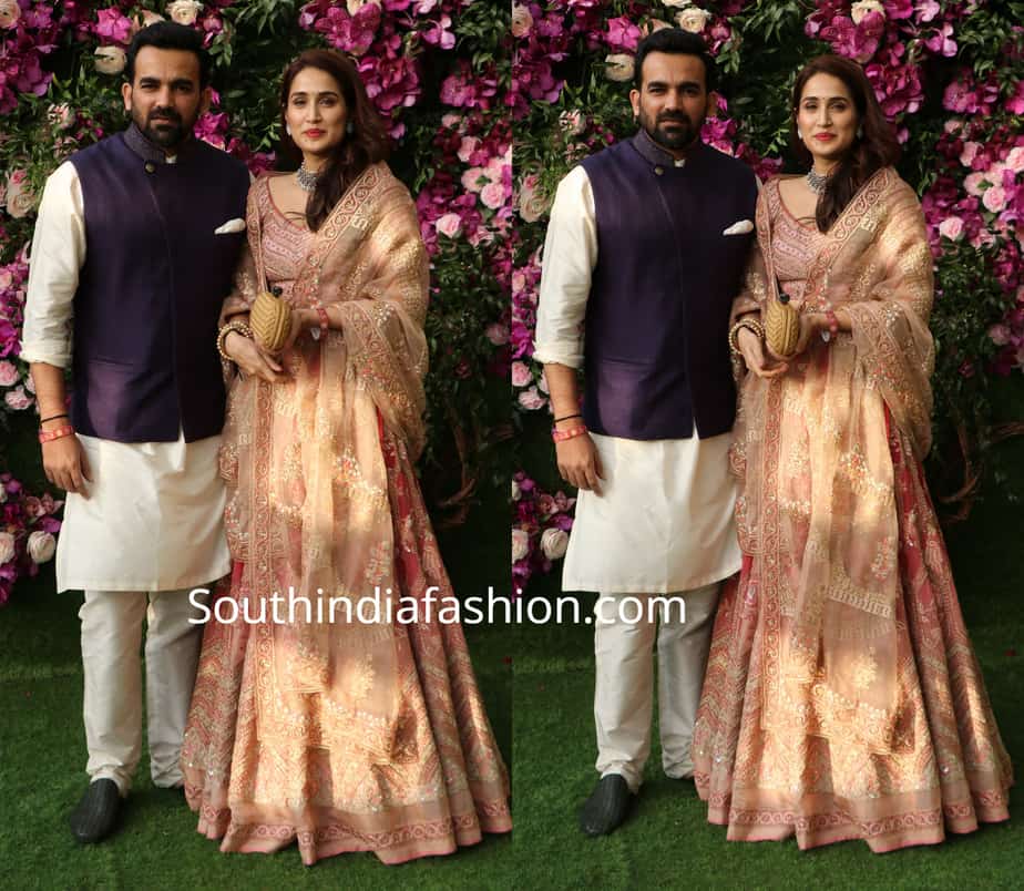 sagarika and zaheer khan at akash ambani wedding