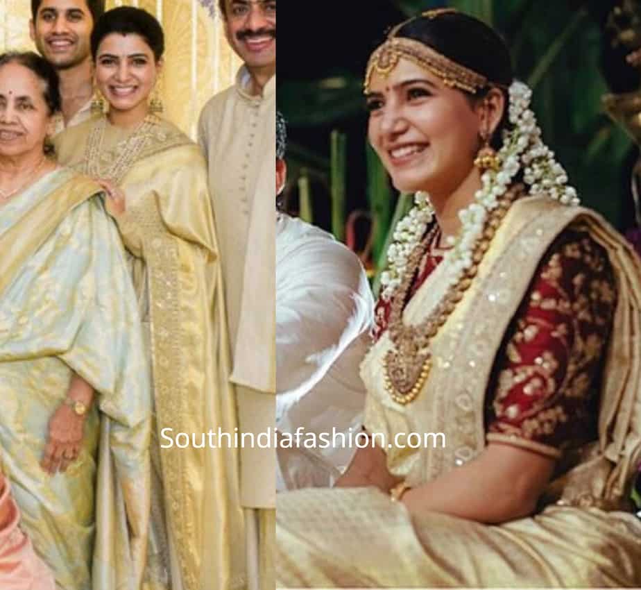 samantha akkineni pattu saree at venkatesh daughter wedding