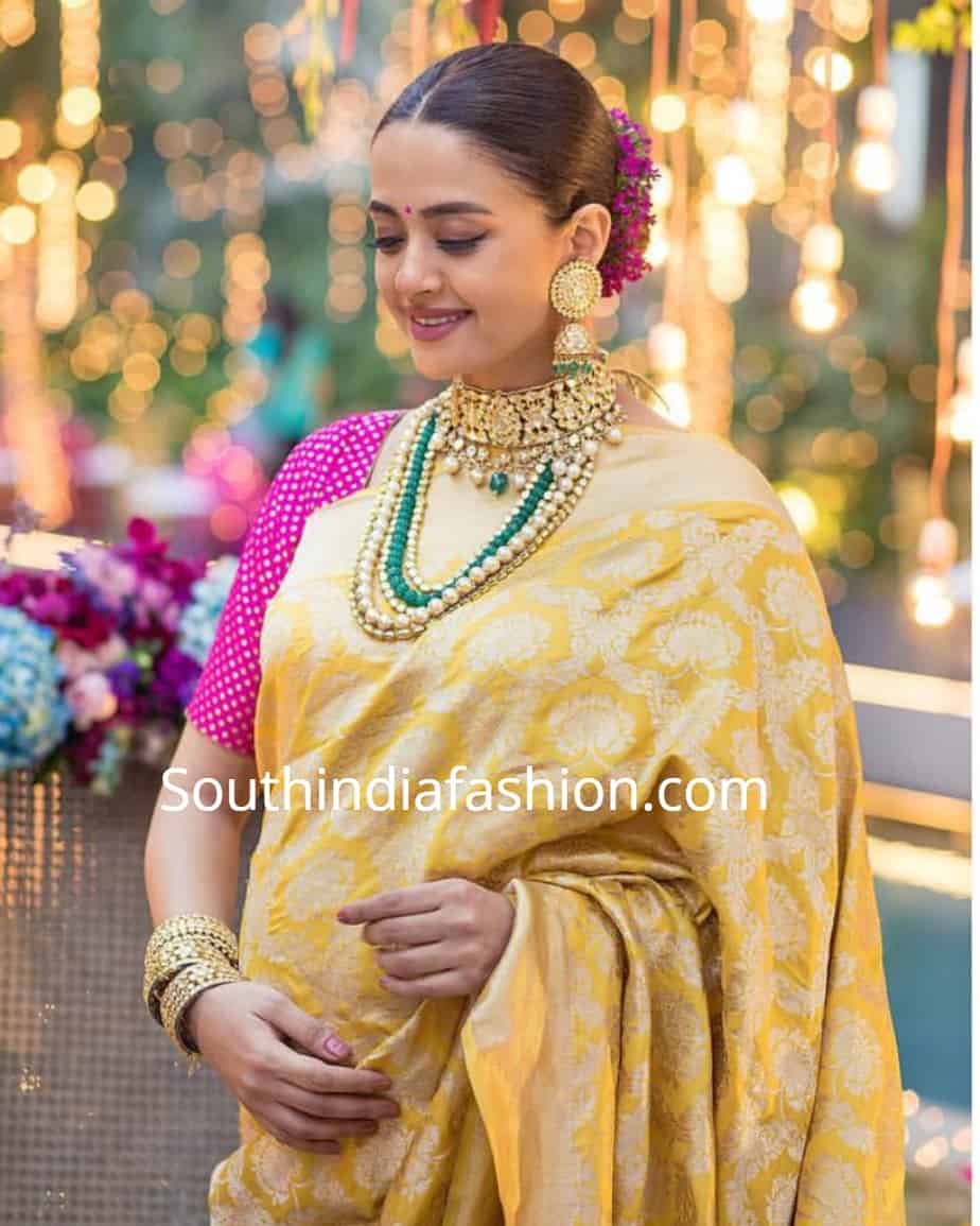 Sneha's Baby Shower / Seemantham Function – South India Fashion