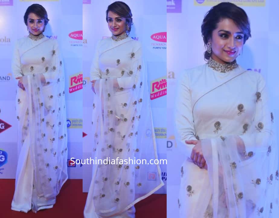 trisha krishnan in white saree at world of women 2019