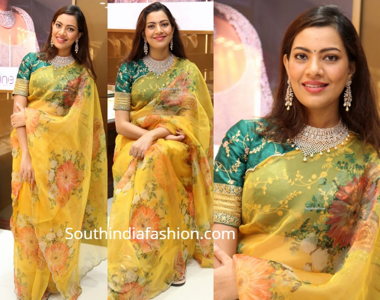 GEETHA MADHURI YELLOW ORGANZA SAREE