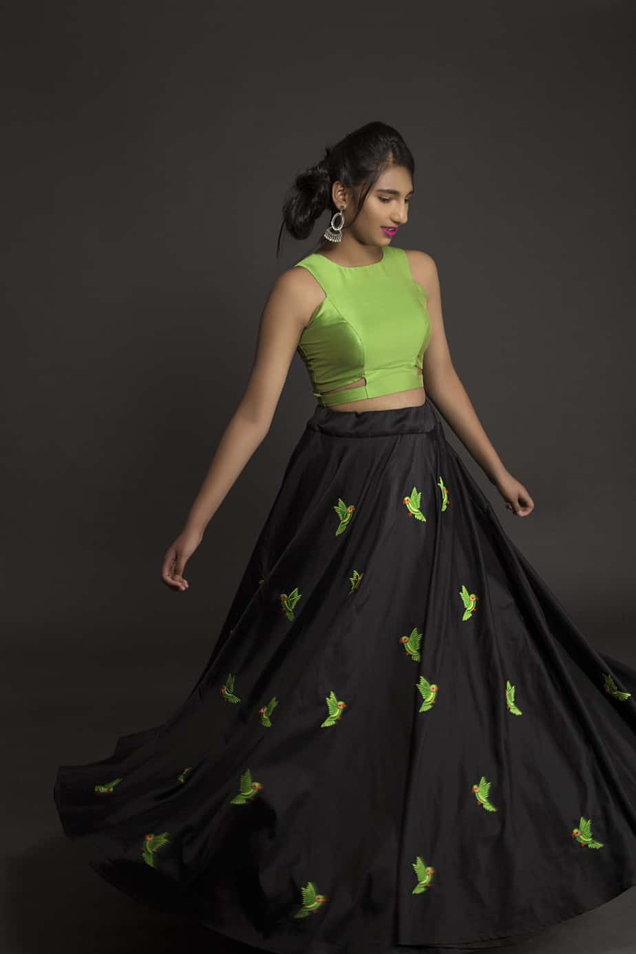 long skirt with crop top party wear