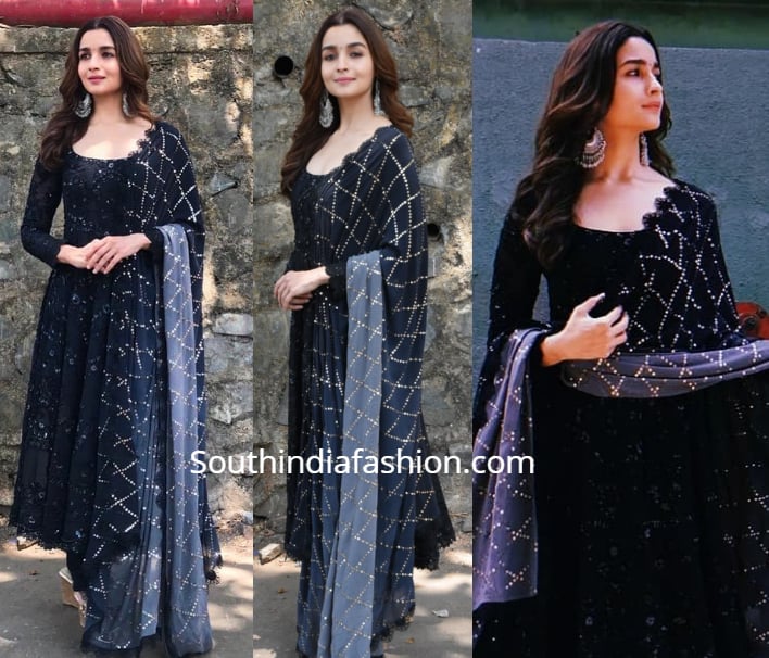 alia bhatt in black anarkali for kalank promotions kapil sharma show