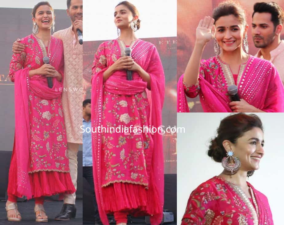 alia bhatt pink salwar kameez kalank promotions jaipur