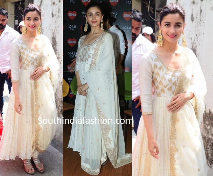 alia bhatt white gold anarkali kalank promotions