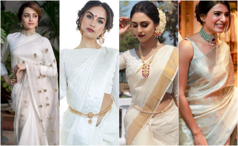 Off-White Sarees That You can Style in Simple Ways