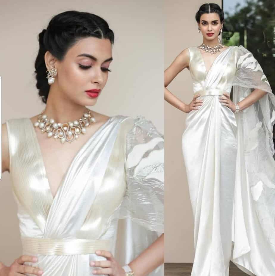 satin saree gown