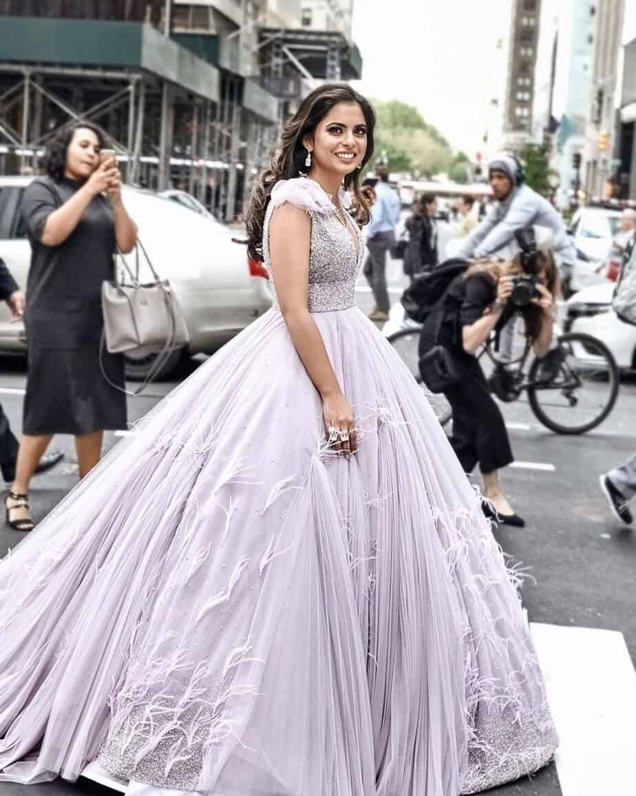 Isha Ambani in a lilac gown at the Met Gala 2019 South India Fashion