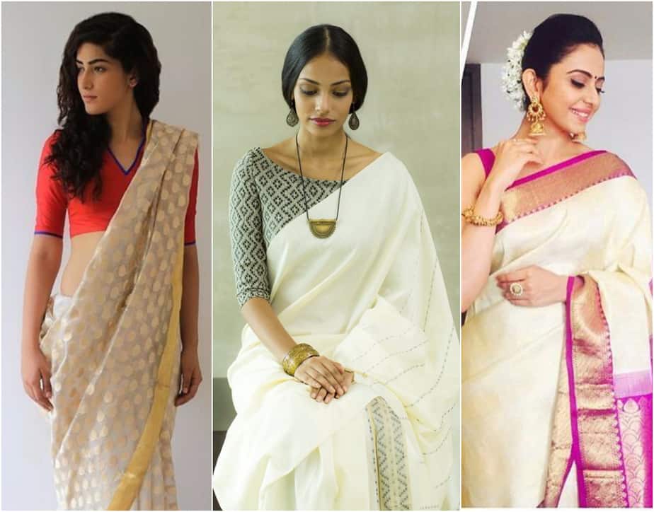 Off-White Sarees That You can Style in Simple Ways