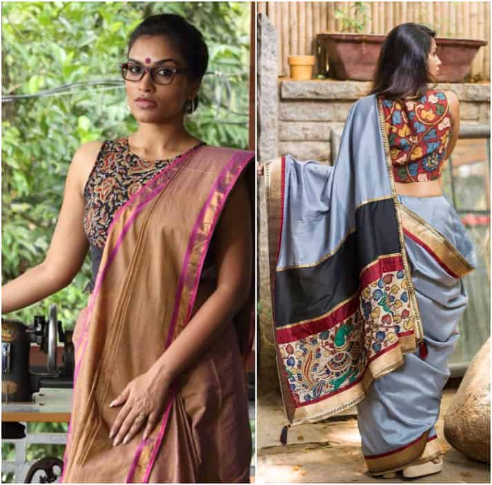 Style Kalamkari Blouse with Different Sarees