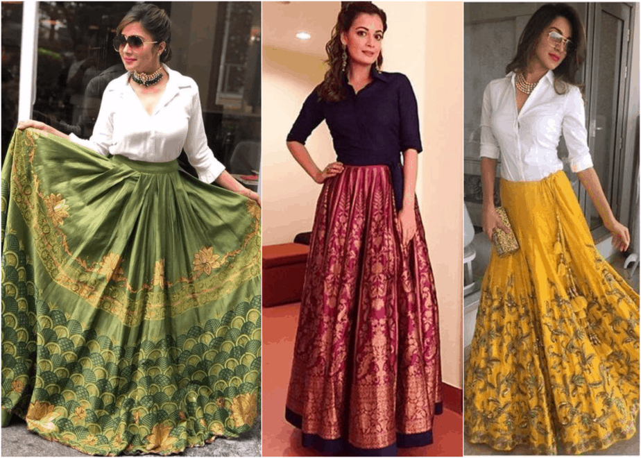 Traditional Skirts with Edgy Tops