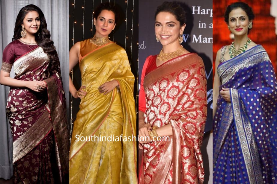 celebrities in banarasi silk sarees