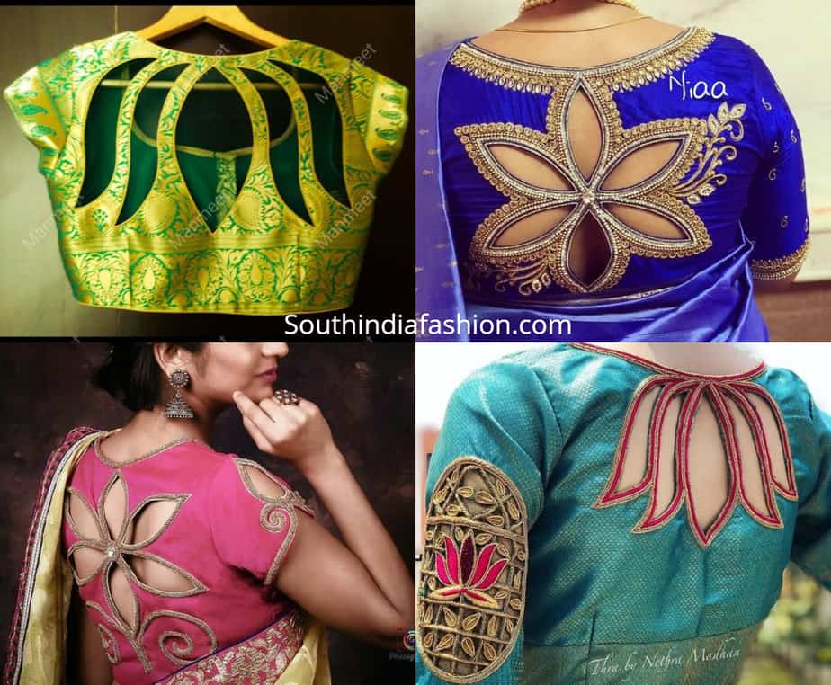 floral cut out blouse designs