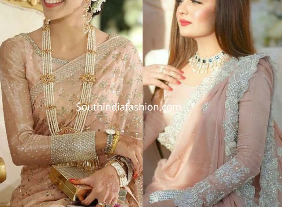 Long sleeves embroidered blouse designs South India Fashion