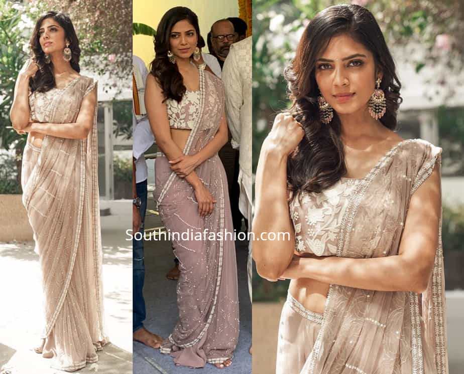 malavika mohanan saree new movie launch