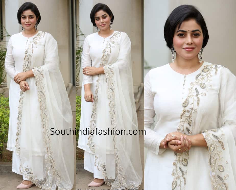 ACTRESS POORNA WHITE SALWAR KAMEEZ